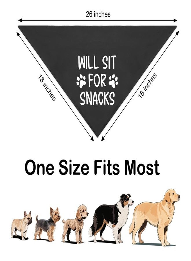 ZBBFSCSB Will Sit for Snacks Black Dog Bandana, Puppy Scarf Accessory Photo Prop for Dogs Lover, Funny Quotes Birthday Puppy Scarf Accessory, Mother's Day Birthday for Dog Mom Dad - Image 2